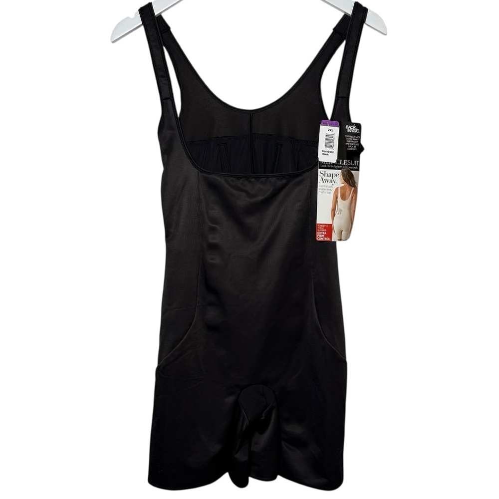 Miraclesuit Shape Away Open Bust Thigh Slimmer Bodysuit‎ Black 2XL 2912 NWT